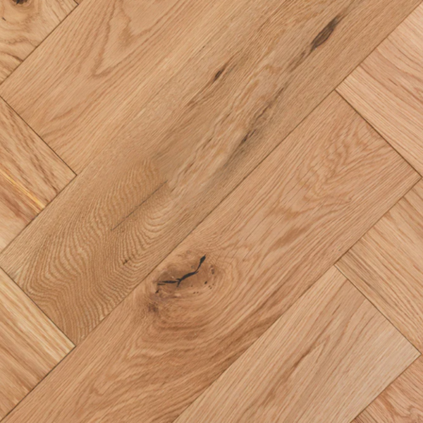 Aerial view of Arundel Herringbone Engineered Oak 15/4mm flooring showcasing its smooth, natural oak finish and precise herringbone pattern