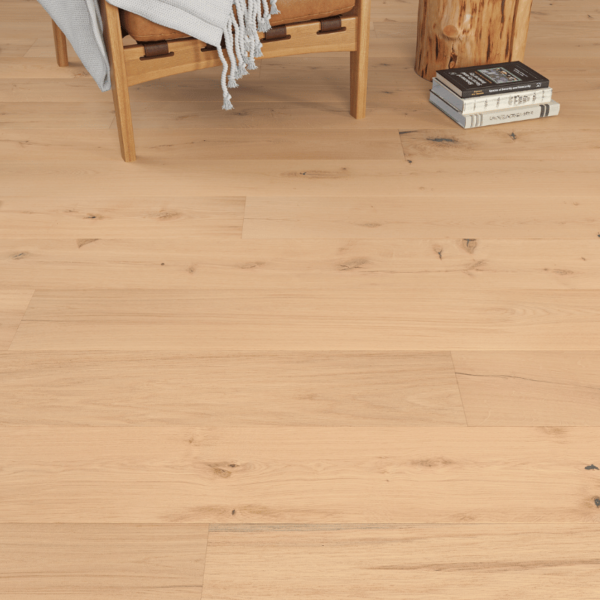Invisible smooth straight plank oak flooring with bevelled edges - Bamburgh Engineered Oak