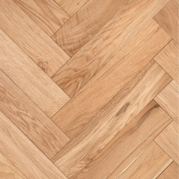 Aerial view of Holkham Herringbone Engineered Oak with a natural smooth UV oiled finish, laid in a classic herringbone pattern.