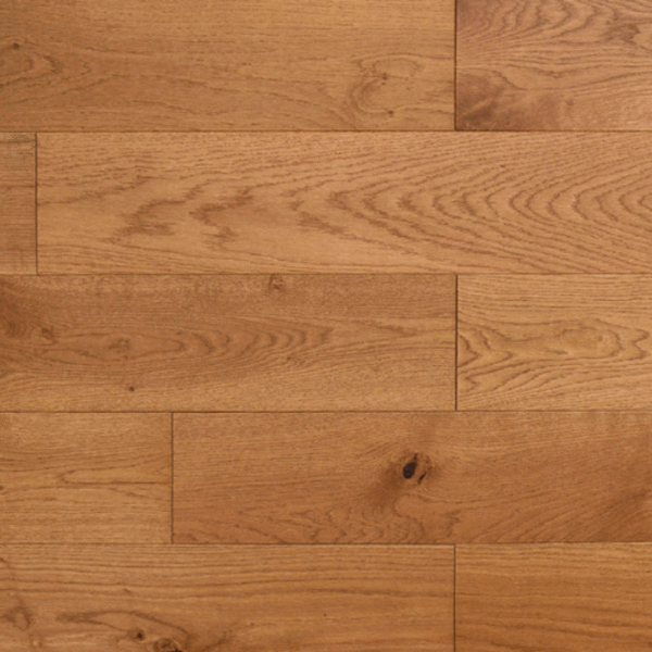Aerial view of Sandringham Engineered Oak flooring featuring a golden brushed finish and natural oak grain texture.