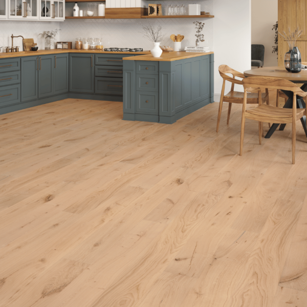 Smooth unfinished straight plank oak flooring with bevelled edges - Windsor Engineered Oak