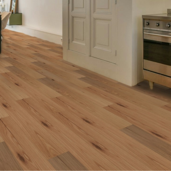 Close-up view of Bibury Engineered Oak Flooring in Smooth UV Lacquered, featuring refined bevelled edges and a luxurious lacquered finish