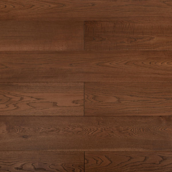 Top-down view of Winchcombe Engineered Oak Flooring in Walnut Brushed UV Oiled, showcasing its rich walnut finish and seamless plank design