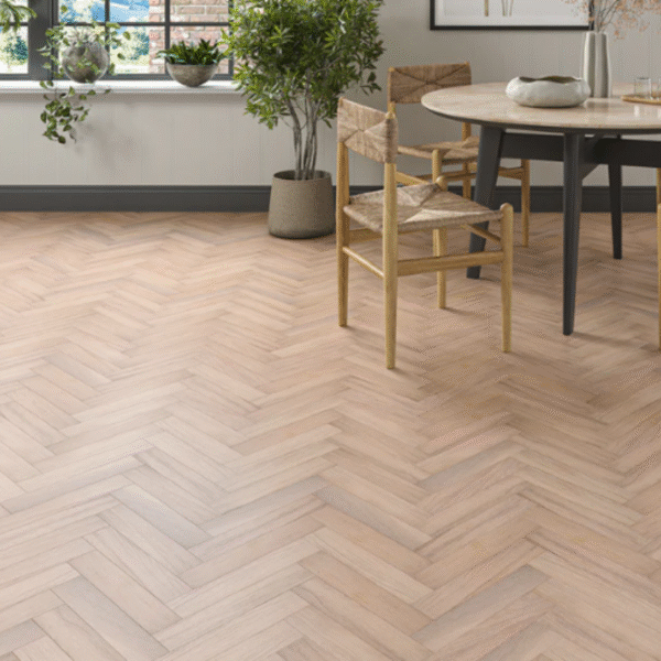 Light oak herringbone flooring